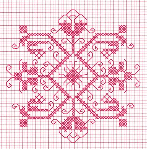 A Cross Stitch Pattern With Hearts And Crosses On The Bottom In Red