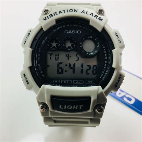 Men S Casio Digital Vibration Alert White Resin Watch W H A V