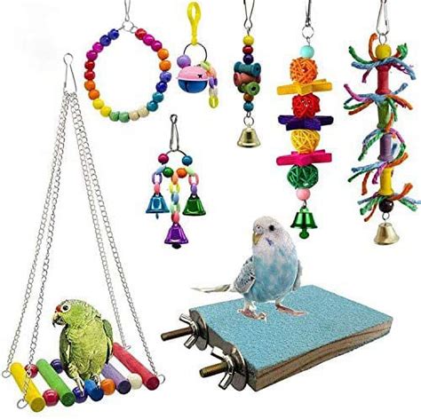 Packs Bird Swing Chewing Toys Parrot Hammock Bell Toys Suitable For