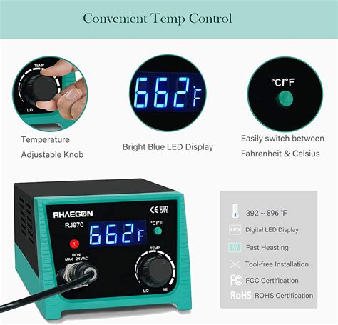 RHAEGON RJ970 75W Digital Soldering Station With Transformer ESD Safe