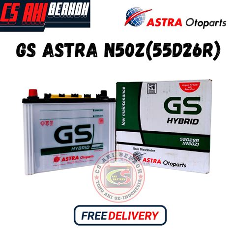 Jual AKI MOBIL GS ASTRA HYBRID N50Z 55D26R Shopee Indonesia