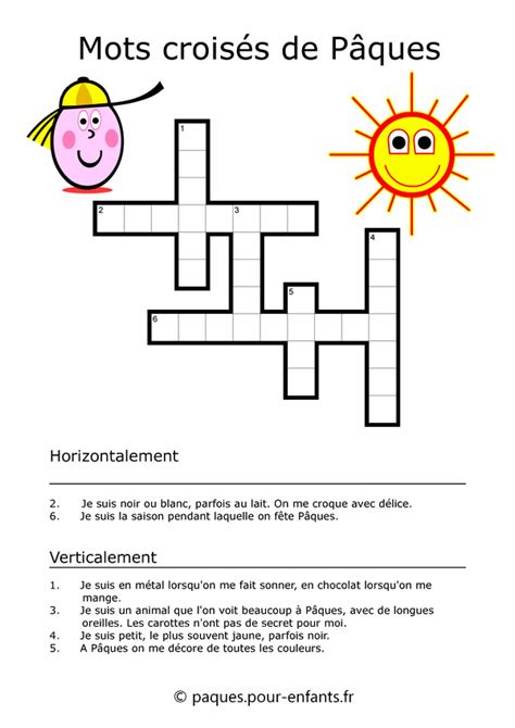 Mots Crois S De Paques A Imprimer Jeux De Paques Gratuits Mot Croise