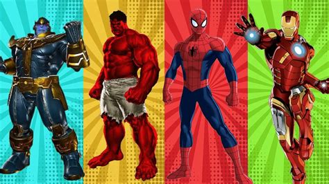 Superheroes Color Dance Challenge Captain America Vs Red Hulk Vs Spider Man Vs Black Panther