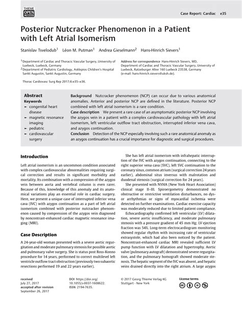 Pdf Posterior Nutcracker Phenomenon In A Patient With Left Atrial