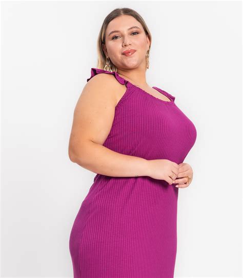 Vestido Midi Plus Size Secret Glam Roxo Secret Glam