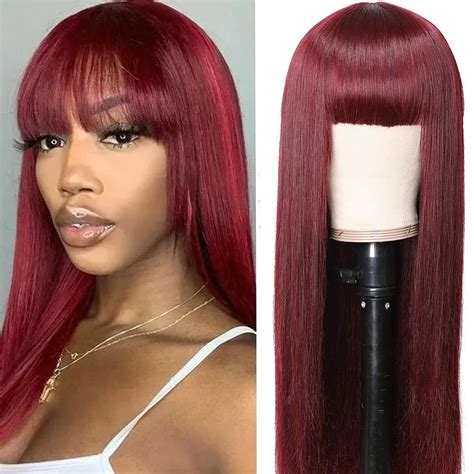 Red Lace Front Wig With Bangs Atelier Yuwa Ciao Jp