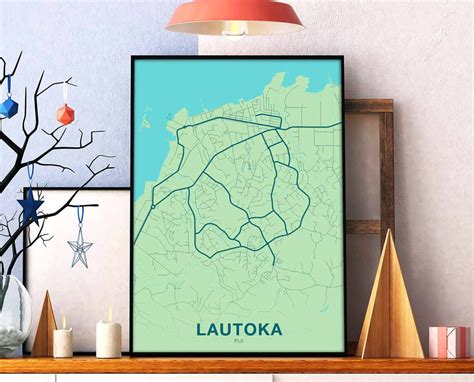 LAUTOKA Fiji Map Poster Color Hometown City Print Modern Home - Etsy