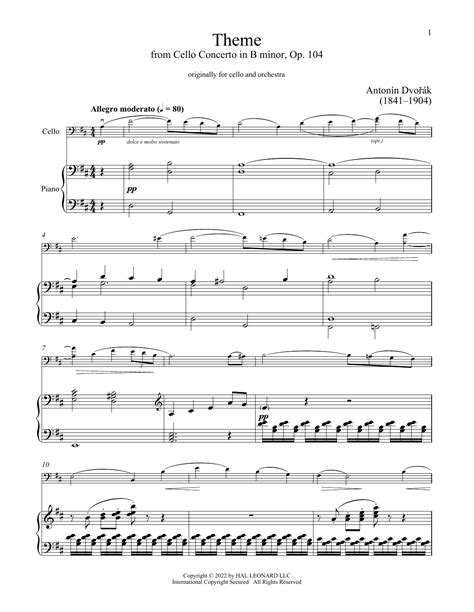 Cello Concerto In B Minor Op Sheet Music By Antonin Dvorak