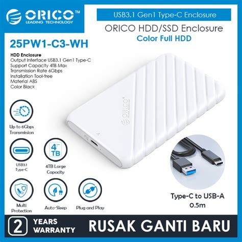 Jual Orico 25 Inch Usb31 Gen1 Type C Hard Drive Enclosure 25pw1 C3 Shopee Indonesia