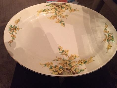 Edwin Knowles Vintage Hostess Shape 115 Serving Platter White Yellow