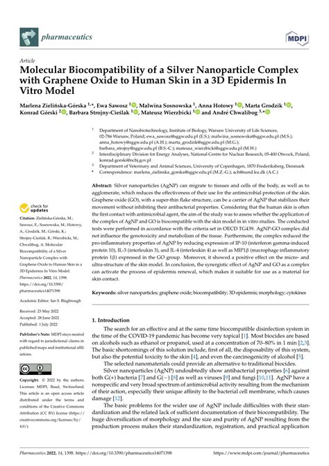 Pdf Molecular Biocompatibility Of A Silver Nanoparticle Complex With