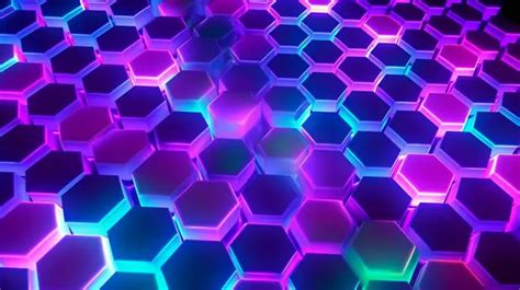 Vibrant Uv Purple Neon Lights In Hexagonal Abstract Background Perfect ...