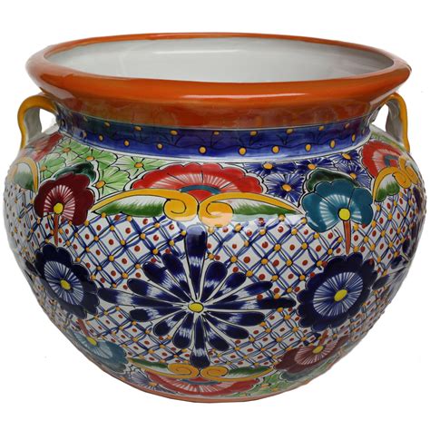 Talamex Large Sized Cherato Mexican Colors Talavera Ceramic Garden Pot