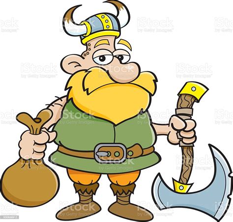 Cartoon Viking Holding An Axe Stock Illustration Download Image Now