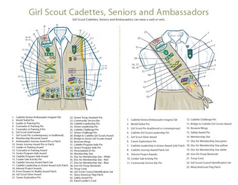 Badge Placement Cadetteseniorambassadors Vest And Sash Girl Scouts