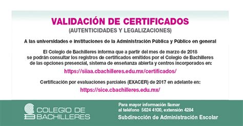 Validación De Certificados De Estudio Colegio De Bachilleres