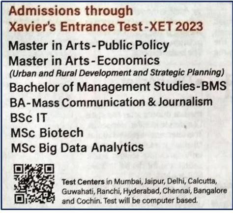 St Xaviers College Mumbai Ug Pg Admissions Through Xet Entrance Test