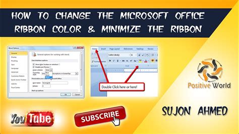 How To Change Microsoft Office Ribbon Color Minimize The Ribbon YouTube