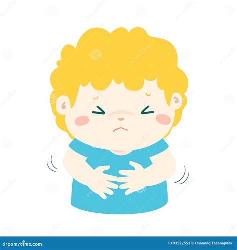 Little Boy Having Stomach Ache Cartoon Stock Vector Illustration Of