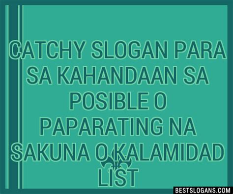 Catchy Para Sa Kahandaan Sa Posible O Paparating Na Sakuna O