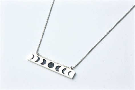 Moon Phase Necklace Sterling Silver Moon Necklace Moon Jewelry