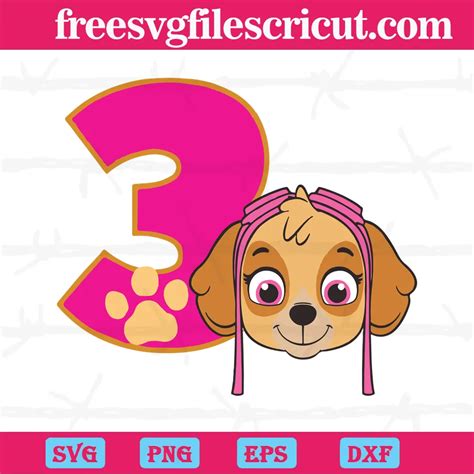 Skye Paw Patrol 3rd Birthday Scalable Vector Graphic Svg Free Svg Files For Cricut