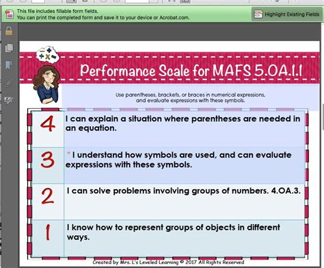 5th Grade Math Proficiency Scales And Editable Assessment Bundle Mrs L