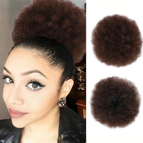 Amazon Nevermindyrhead Dark Brown Afro Puff Drawstring Ponytail