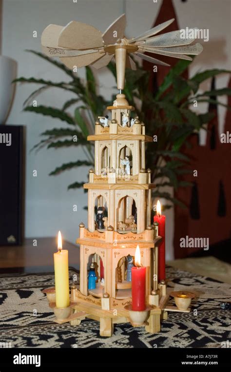 Wooden Traditional German Christmas Pyramid Weihnacht Pyramide With