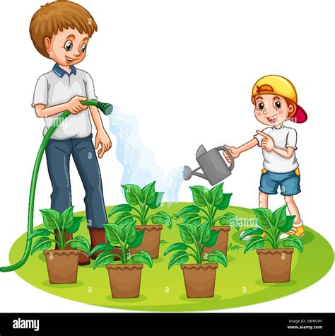 Niño Regando Plantas Cartoon Fotografías E Imágenes De Alta Resolución