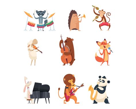 Animals with music instruments 3222017 Vector Art at Vecteezy