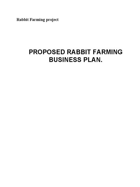 Rabbit Farming Project Proposed Rabbit F Pdf Rabbit Meat