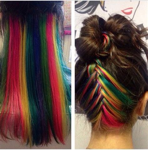 Rainbow Hair Underneath Cuts And Color I Iike Rainbow Hair Hair Color Underneath Hidden Hair