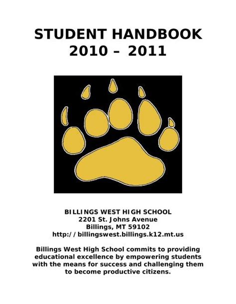 student handbook - Billings West High School - Billings Public Schools