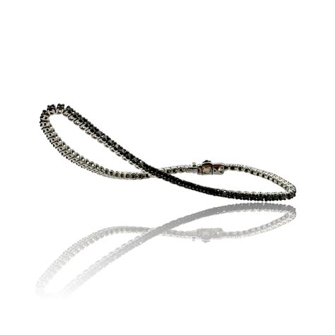 Bracciale Tennis Oro Bianco Kt Con Diamanti Neri Endless By Teresa