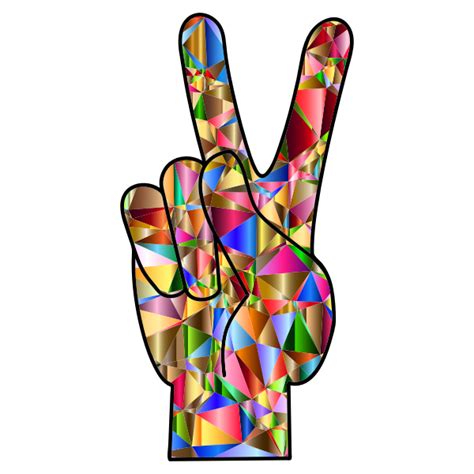 Chromatic Low Poly Peace Hand Sign Free Svg