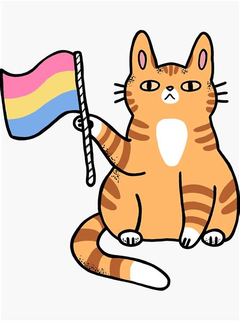 Pansexual Pride Cat Sticker By Drawnbyali Redbubble