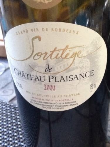 Ch Teau Plaisance Sortil Ge Premi Res C Tes De Bordeaux Vivino Us