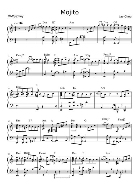 Mojito Youtubehttps Reurl Cc G Vrv Sheet Music For