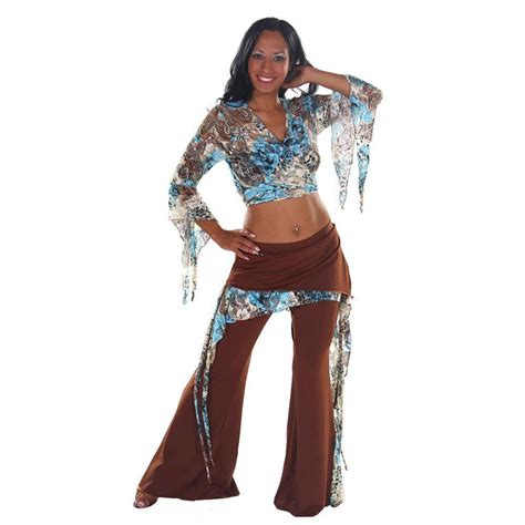 Belly Dance Lacelycra Harem Pants And Top Costume Set Turquoise