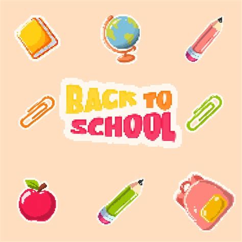 Premium Vector Back To School In Pixel Art Style