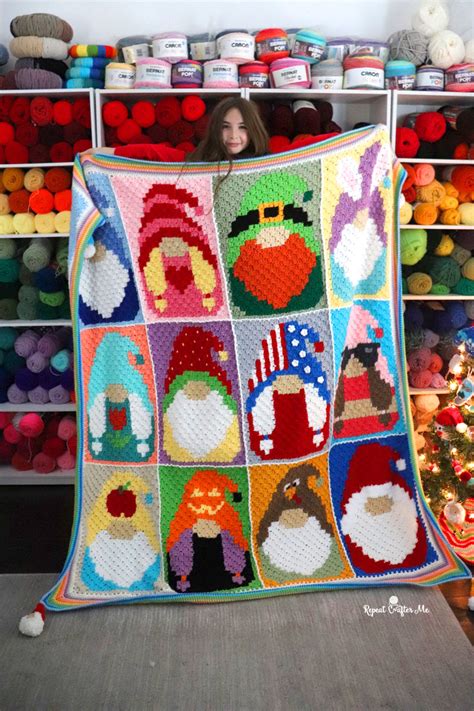 Crochet C C Gnome Blanket Repeat Crafter Me