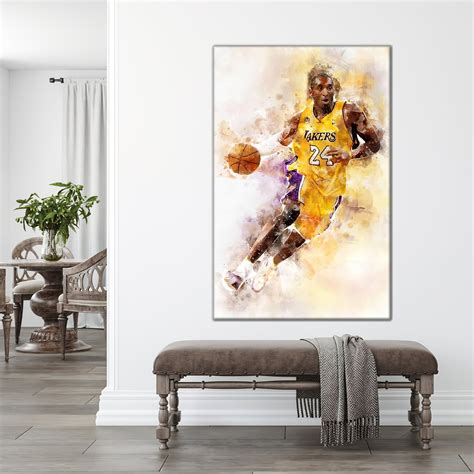 Kobe Bryant Canvas Kobe Bryant Wall Art Kobe Canvas Art Los Etsy