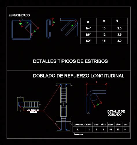 Detalle De Refuerzo De Acero Estribos En Autocad Librer A Cad