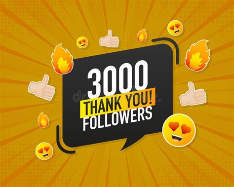 Thank You 3000 Followers On Yellow Background White Background Vector