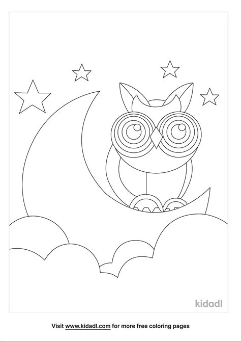 Free Crescent Moon And Owl Coloring Page Coloring Page Printables