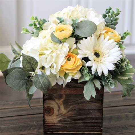 Farmhouse Rustic Arrangement Silk Floral Centerpiece Summer Etsy