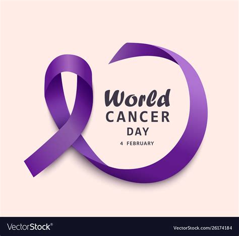 World Cancer Day Banner Design With Purple Curly Vector Image