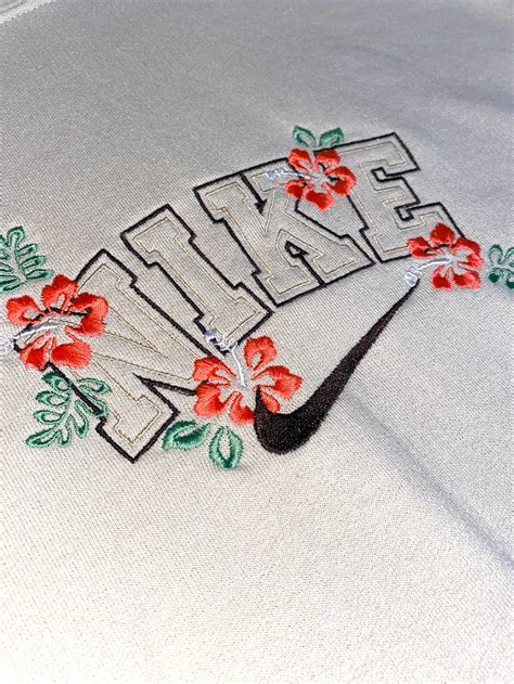 Nike Inspired Tropical Flowers Logo Crewneck Or Hoodie Etsy