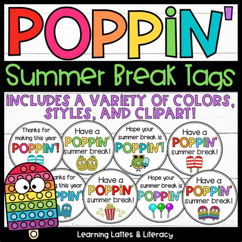 Poppin Summer Gift Tags End Of Year Pop It Fidget Popcorn Popsicle